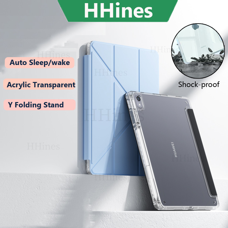 HHines สําหรับ Huawei Honor Pad 9 12 นิ้ว Pad GT Pro 12.3 นิ้ว MagicPad 2 12.3 Y-พับ Auto Sleep/wake อะคริลิคโปร่งใสกรณีแท็บเล็ต