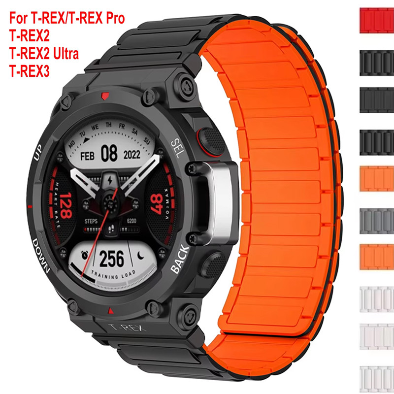 สายรัดซิลิโคนสําหรับกีฬาสําหรับ Huami Amazfit T-Rex 3 สร้อยข้อมือแม่เหล็กสายรัดข้อมือสําหรับ Amazfit T-Rex 2 1 สมาร์ทนาฬิกา Correa เข็มขัด
