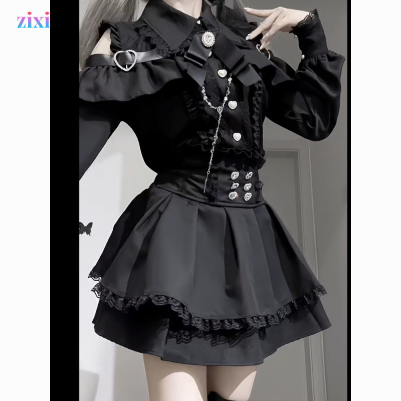 Heart Encounter Girlish Style off-the-Shoulder Pure Desire Shirt Top Mine Series สลิมมิ่งชุดยาวปานกล