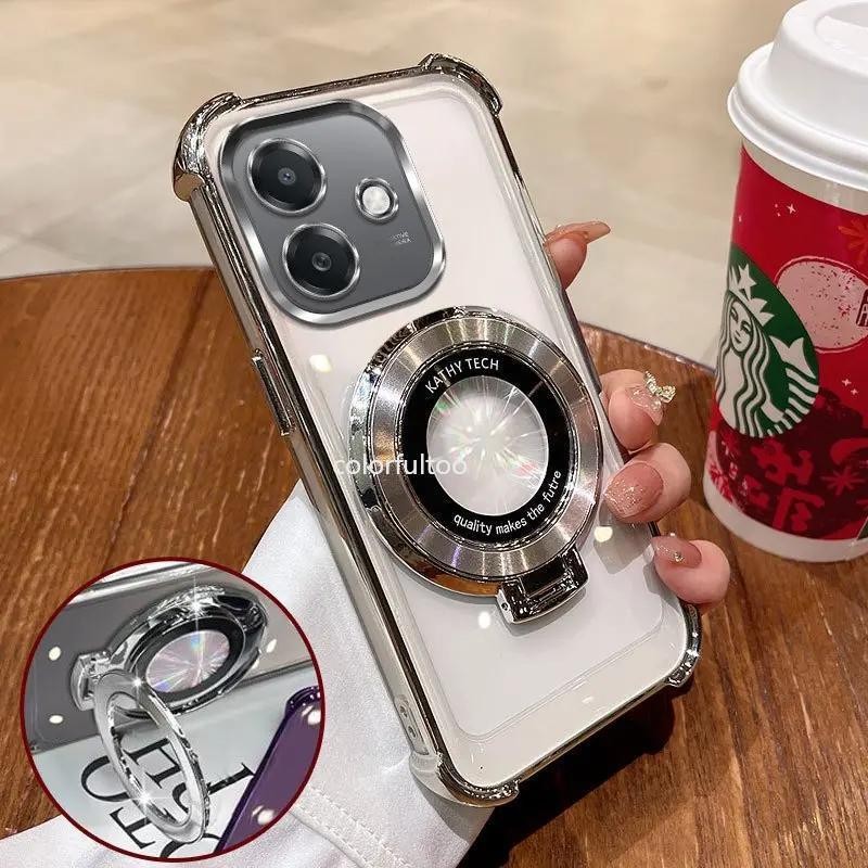 Oppo A5 Pro 2025 ปลอกอ่อนสําหรับ Oppo A6 A5 Pro A3Pro A3X A3 A5Pro A6Pro 4G 5G Clear Jelly เคสกันกระแทกพร้อมขาตั้งแม่เหล็กหนาถุงลมนิรภัยกันชนฝาครอบโทรศัพท์ Shell - รูปที่ 2