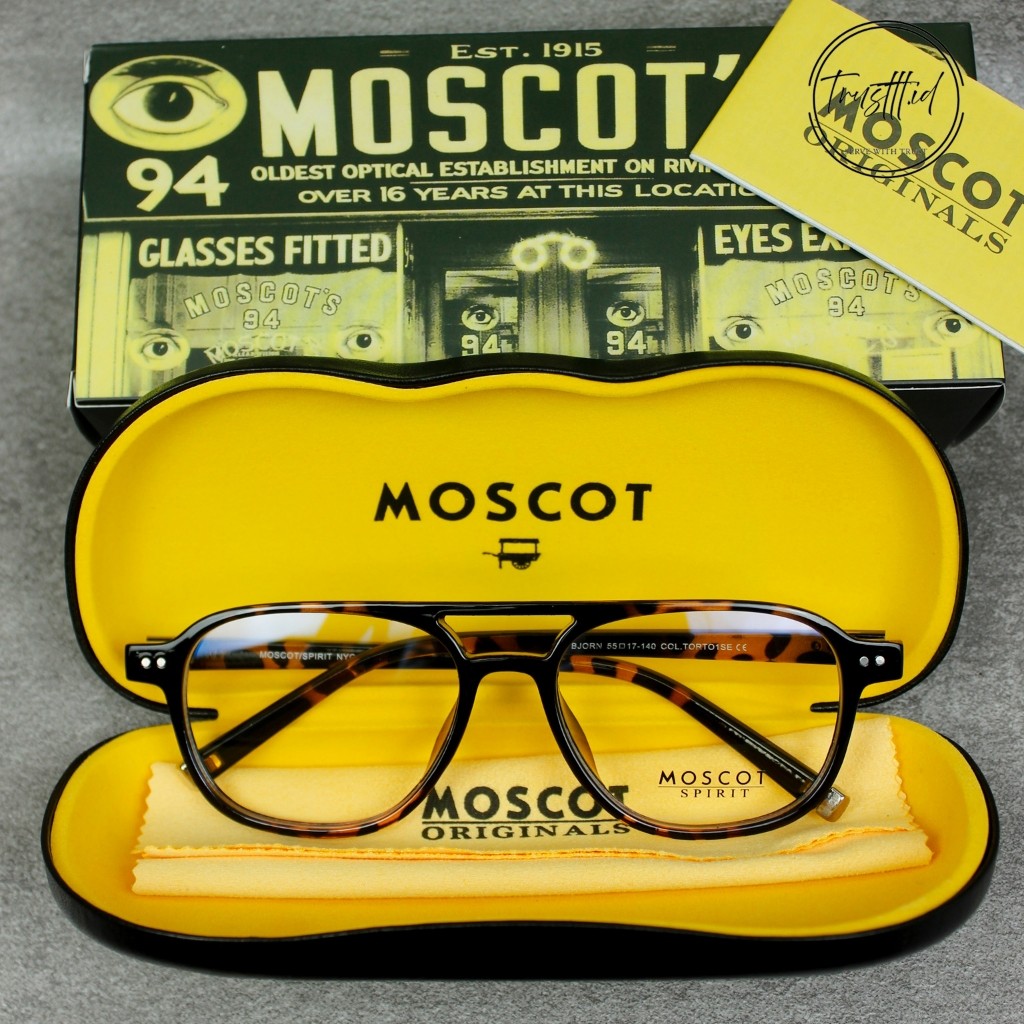 Moscot Bjorn กรอบแว่นตาแบบกําหนดเองพร้อมเลนส์กระบอกลบและเลนส์ประเภทต่างๆ