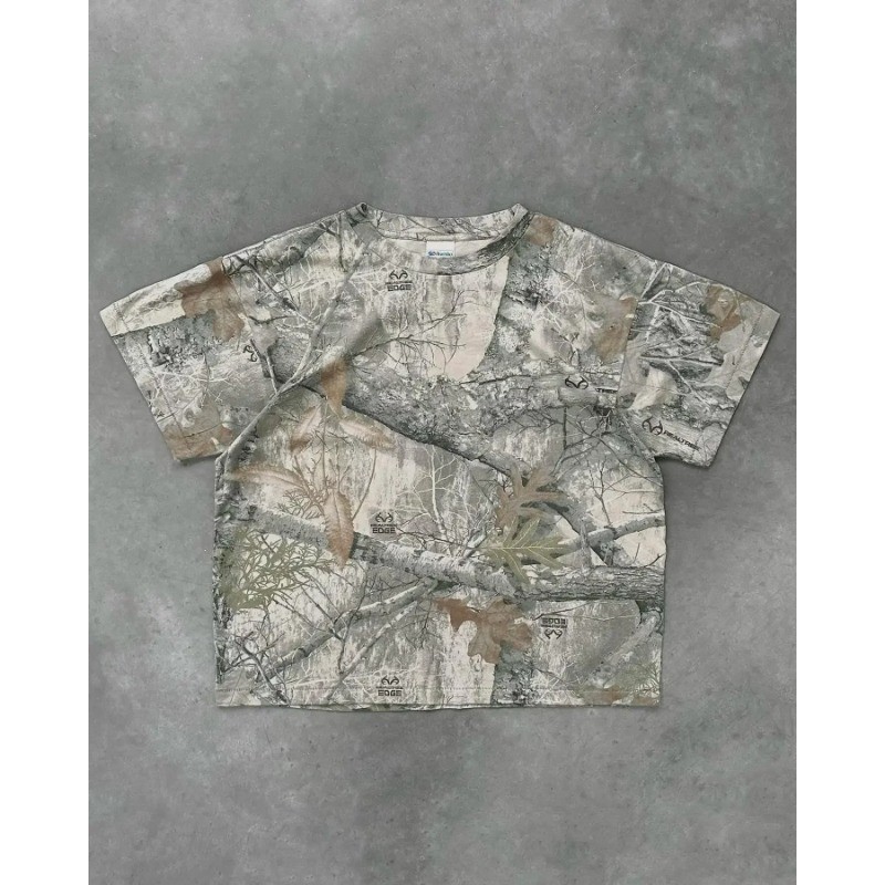 Hip Hop Y2k Retro Tops 2025 Camo พิมพ์กราฟิกเสื้อยืด Harajuku Goth ผู้ชายและผู้หญิงฤดูร้อนเสื้อยืดลําลอง Street สวมใส่