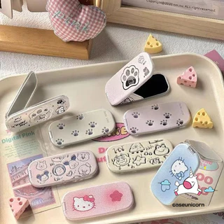 สร้างสรรค์พับกระจกแต่งหน้าขาตั้งโทรศัพท์อินเทรนด์แพนด้าสากลเคสโทรศัพท์ยึดการ์ตูนแมวรอยขีดข่วนแมวน่ารักกราฟฟิตีแบรนด์อินเทรนด์โดราเอมอนคิตตี้คู่ผู้
