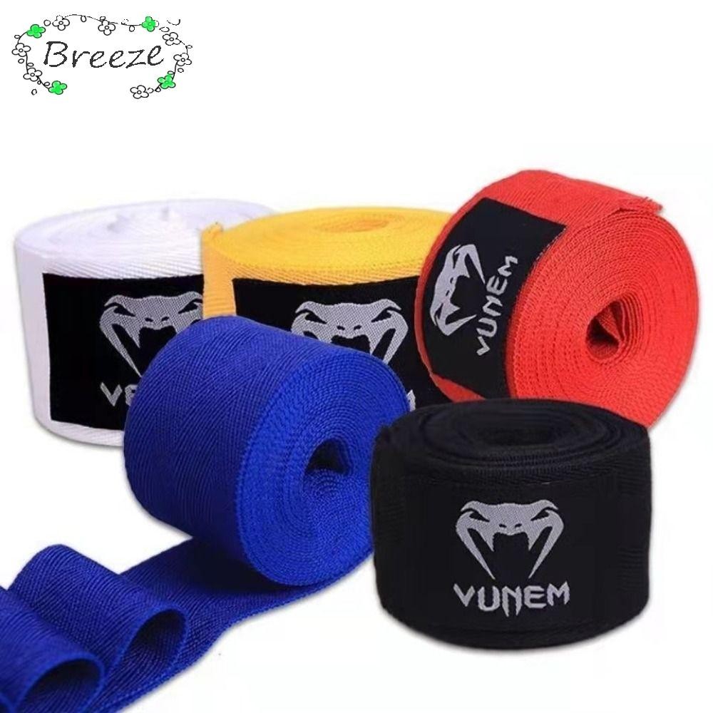 BREEZE Boxing Wraps, Breathable สีดําสีแดงสีขาวสีฟ้าสีเหลืองสายรัดข้อมือ,ผ้าฝ้าย 1.5m//5m Wraps Band