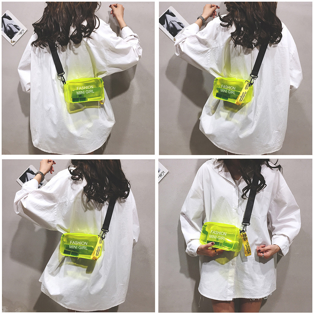 【ส่งจากกรุงเทพฯ】กระเป๋าถือกระเป๋าสะพายแฟชั่นแบบใสสําหรับผู้หญิง