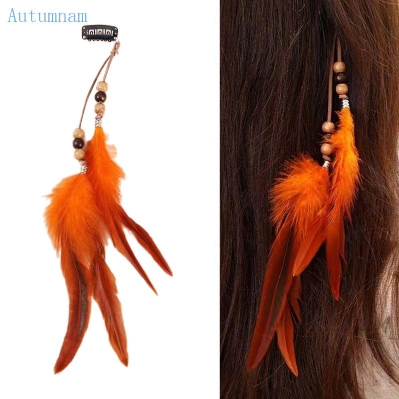 AUTU ที่คาดผมขนนกสีดําพร้อมพู่ตกแต่งผมสําหรับสไตล์เฉพาะ