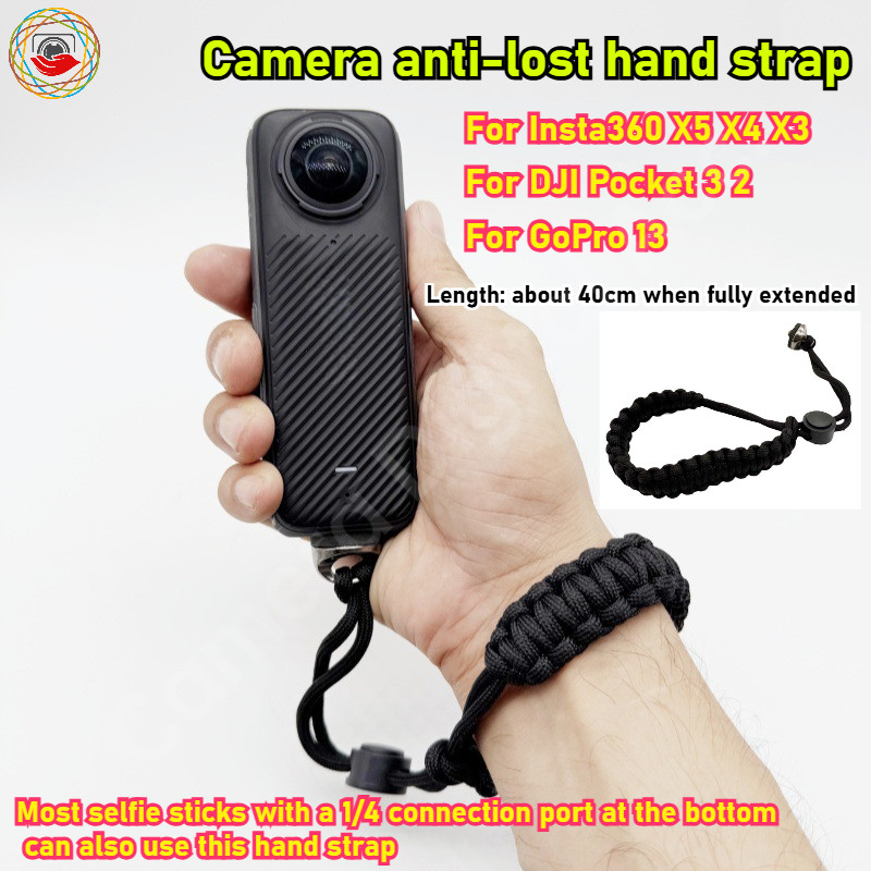 สําหรับ Insta360 X5 สายรัดข้อมือ Anti-Lost สาน + 1/4 สกรูสําหรับ GoPro 13/Insta360 X4 X3 X2