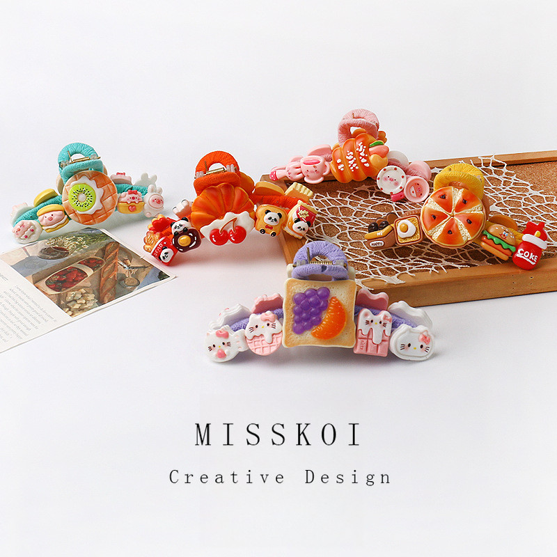 MISSKOI Dessert Series French Bread Winding Cloth Clip Sweet Cute Shark Clip