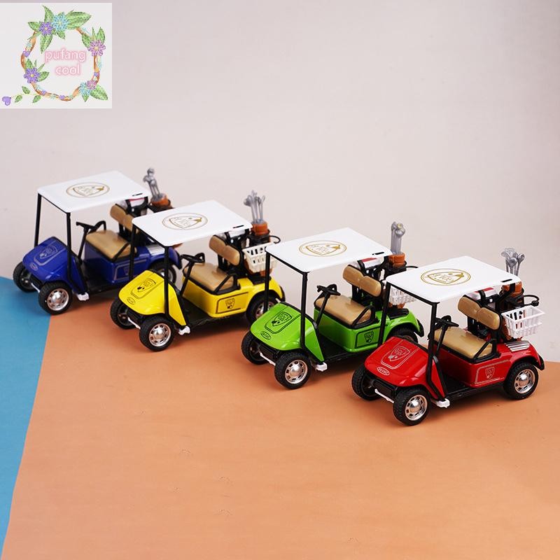 PUCOOL 1:12 Dollhouse Miniature รถกอล์ฟรุ่นโลหะผสมดึงกลับรถเด็กแกล้งทําเป็นเล่นของเล่นบ้านตุ๊กตาอุปกรณ์เสริม TH