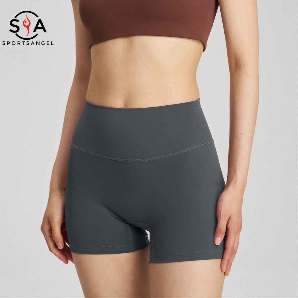 กางเกงขาสั้น SportangelSport เอวสูงไม่มี Embarrasment Line กางเกงขาสั้นแห้งเร็วฟิตเนสขี่จักรยาน