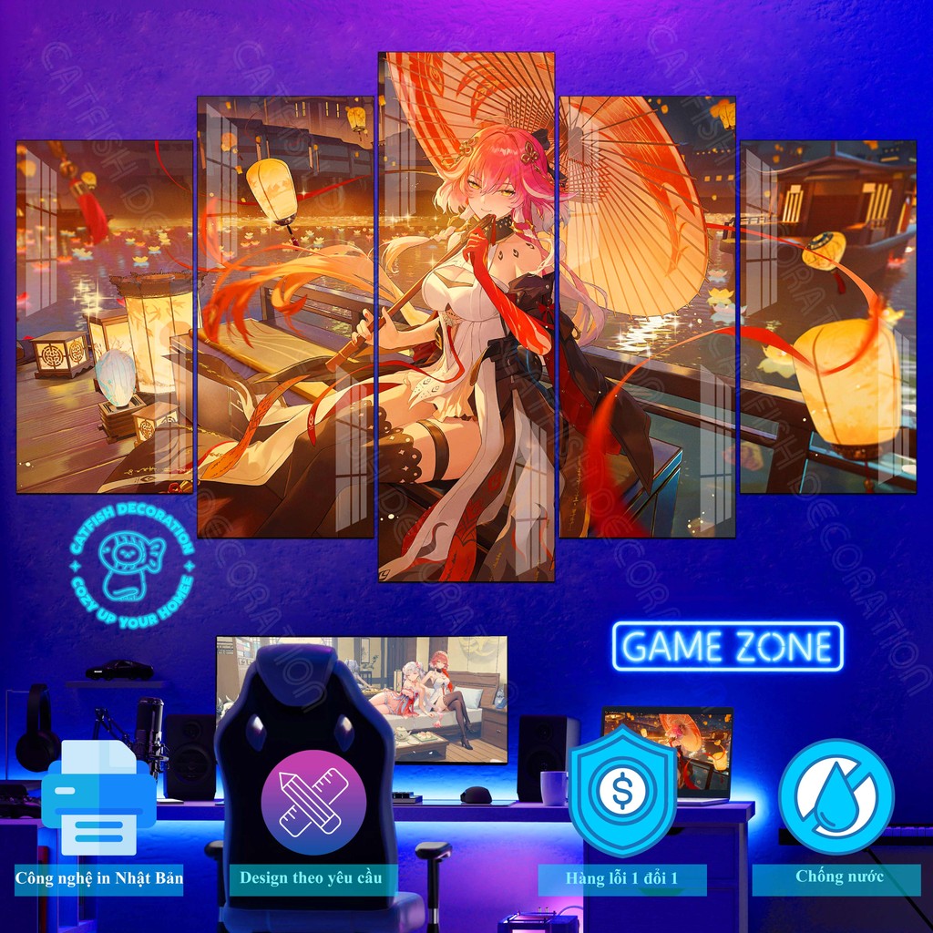 Mosaic of 5 สติ๊กเกอร์ติดผนัง CHANGLI - WUTHERING WAVES - Mirror Formex - Decor Gaming - Wuwa