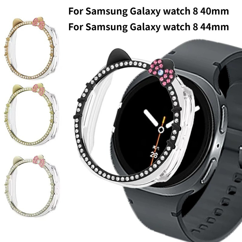นาฬิกาการ์ตูน Hollow สําหรับ Samsung Galaxy Watch 8 44 มม.Bling Diamond Clear กันชนสําหรับ Samsung Galaxy Watch 8 40 มม.Anti-Fall Protector PC กรณี