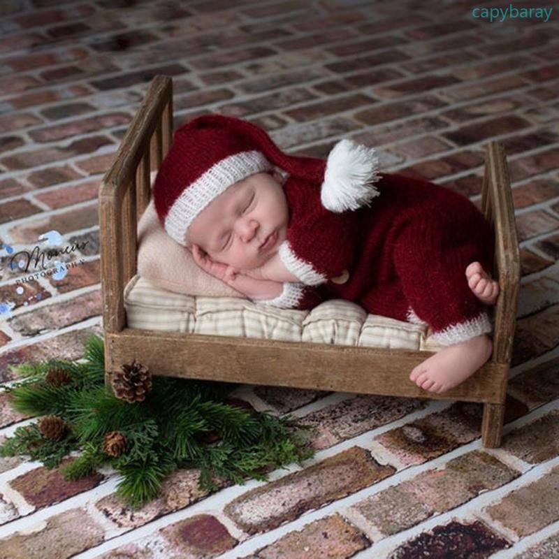 Cpy ทารกภาพถักเสื้อผ้า Fotografia ชุดJumpsuit Beanie Cap Set