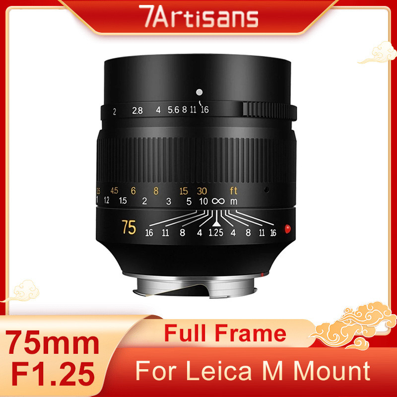 7artisans M 75mm F1.25 Full Frame เลนส์รูรับแสงขนาดใหญ่สําหรับกล้องภาพบุคคลการถ่ายภาพพร้อม Leica M M
