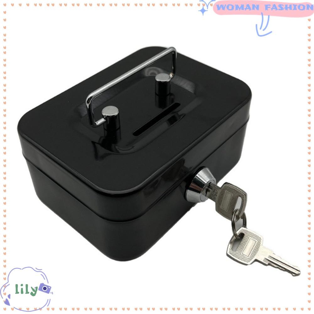 Lily กล่องเก็บเงินสด,พร้อมฝาครอบล็อค 4.53 "x 3.35 "กุญแจล็อคกล่องเงินสด, Home Gadget โลหะขนาดเล็กพร้อมที่จับเงิน Organizer เด็ก