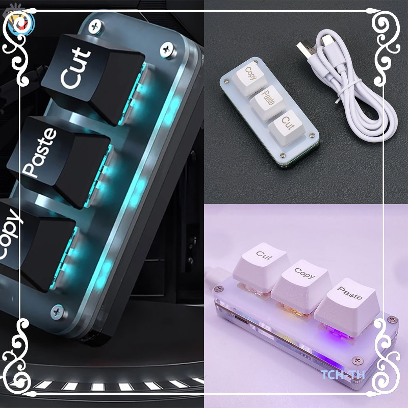 Mini 3-Key Cut Copy Paste Ctrl XC ทางลัด Macro OSU ปุ่มกดคีย์บอร์ดแบบตั้งโปรแกรมได้สําหรับเล่นเกมหรือทํางาน TCH1