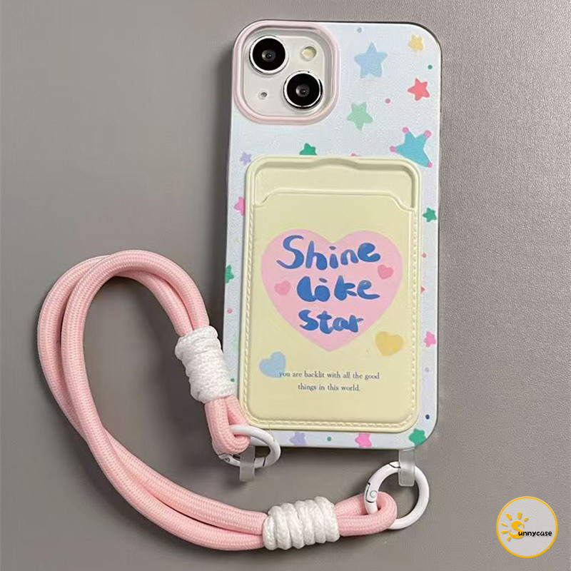 เคสแบบนุ่มคล้องคอสำหรับใส่บัตรรูปดาวแบบเรียบง่าย เข้ากันได้กับ IPhone XR 7 8 Plus 15 12 13 14 11 16 Pro Max XS Max X SE