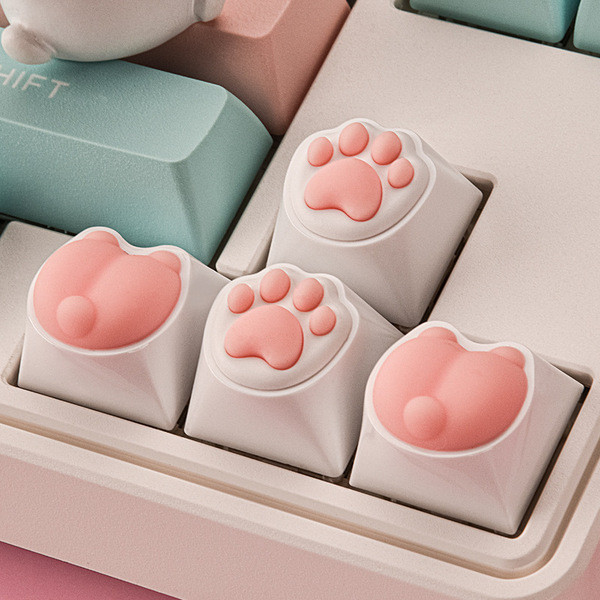 keycap ใส sa keycap สร้างสรรค์สีชมพูแมวอุ้งเท้าคีย์บอร์ดเครื่องกลซิลิโคนเดี่ยวแมวตูด Keycaps สาวหัวใ