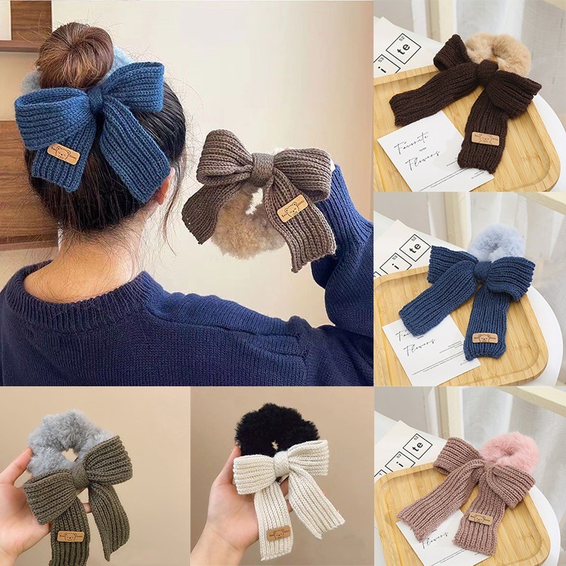 น่ารักตุ๊กตาโบว์ผูกผมผู้หญิงสวมอารมณ์ Scrunchie แฟชั่นเครื่องประดับผม