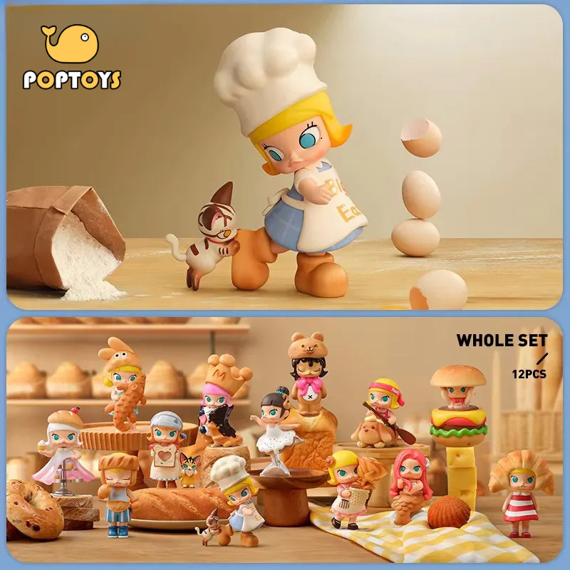 POPTOYPOPMARTMOLLY Carb-lover Series Molly baking time Series Blind Box Art ของเล่นตุ๊กตาอินเทรนด์เดสก์ท็อปตกแต่งของขวัญวันหยุดตุ๊กตาน่ารัก