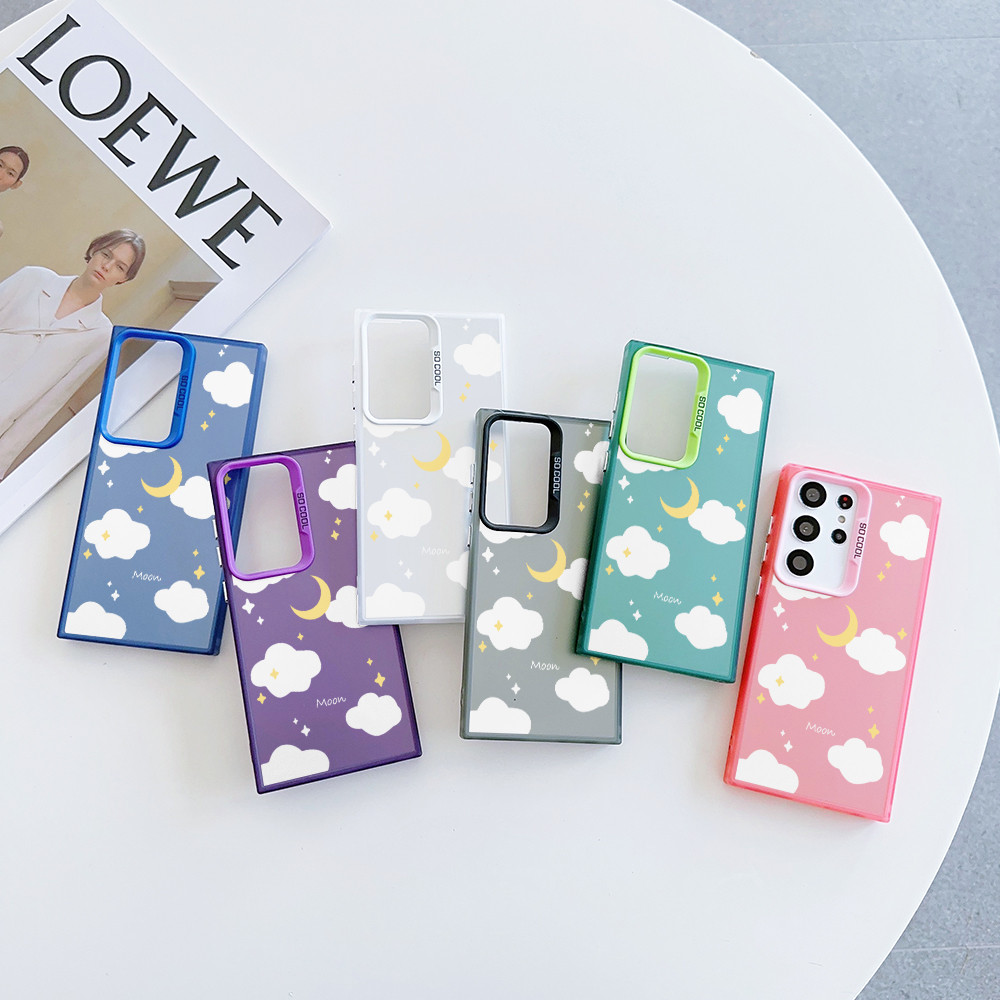 เคสวีโว่ ง่ายๆ พระจันทร์ ดวงดาว เมฆสีขาว เคส case VIVO S1 PRO V23 V23E V25 V27 V29 V30 V40 PRO V27E V30E V29LITE 4G 5G CASING