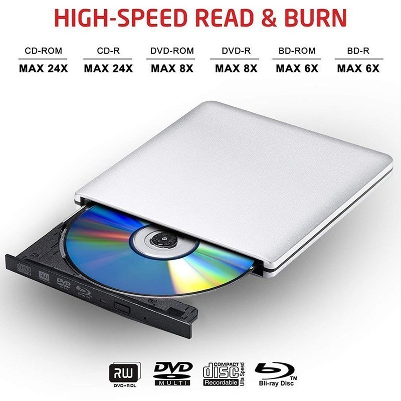 ไดรฟ์ดีวีดี Blu-ray ภายนอก USB 3.0/BD/CD 三维 Player/Writer/Burner เครื่องเล่น DVD แบบพกพาบางเฉียบ