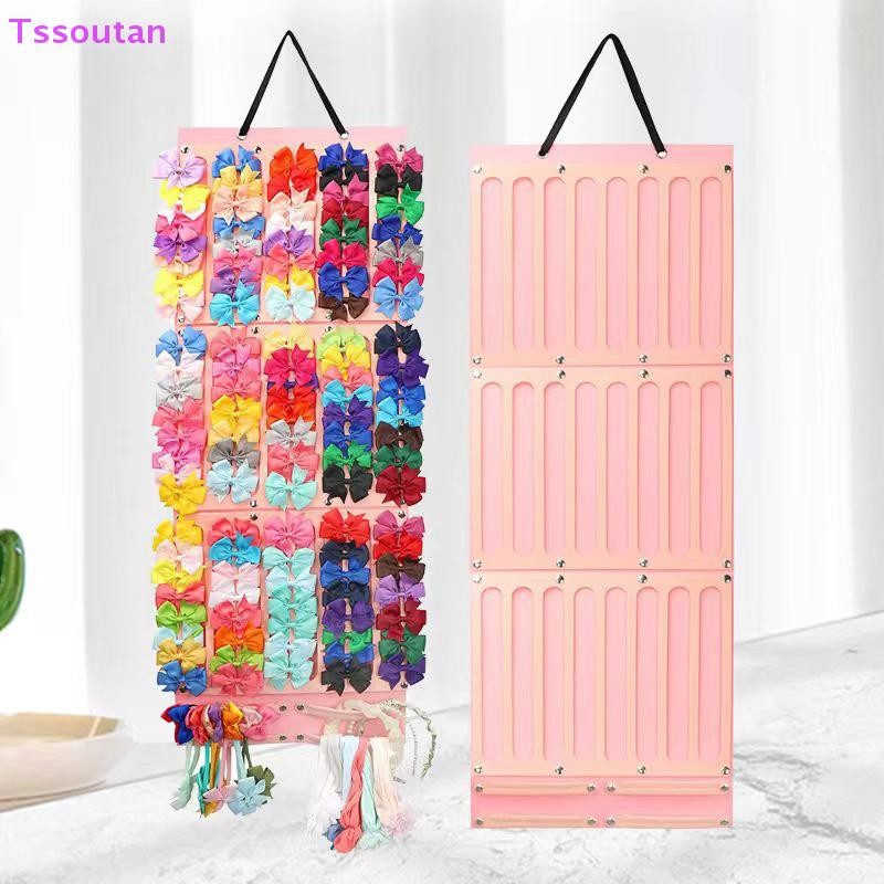 [TSST] ผม Bows Organizer แขวนผนังขนาดใหญ่ความจุผู้ถือคลิปผมแขวนประหยัดพื้นที่อุปกรณ์เสริมสําหรับห้องพักสาว TAN