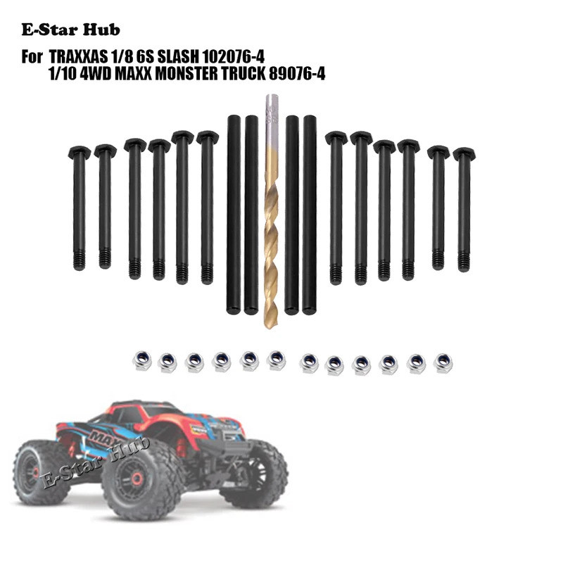 หมุดแขนช่วงล่างด้านหน้าและด้านหลังเหล็กสําหรับ TRAXXAS 1/8 6S SLASH 102076-4 1/10 4WD MAXX MONSTER T