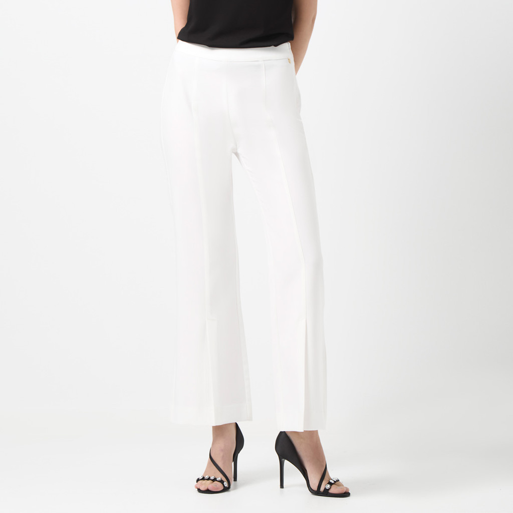 f.fashion กางเกงขายาวทรงแฟลร์ แต่งสลิท ผู้หญิง สีขาว I Fit & Flare Leg Slit Trouser I 06512