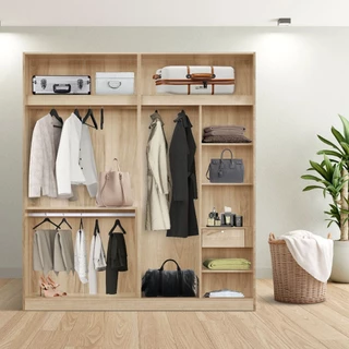 Koncept Furniture ตู้เสื้อผ้าบานเปิด 160 ซม. รุ่น Hanz สีไม้อ่อน (160x60x200) แบรนด์ KONCEPT FURNITURE