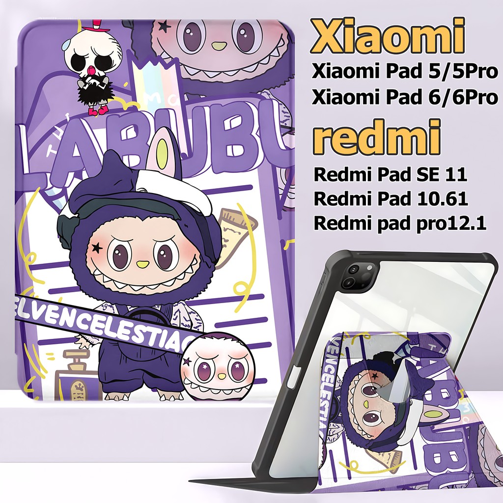 【เคสฝาพับ Redmi / Xiaomi】เคส Redmi Pad SE 11 นิ้ว for เคส Xiaomi pad 6 / 5 Pro เสี่ยวมี่ แพด 5 6 redmi pad pro12.1/pad 10.61 2024รุ่นอัพเกรด 360°หมุนได้ LABUBU เคสแท็บเล็ต Xiaomi