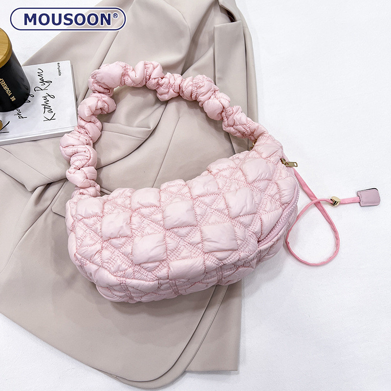 Mousoon ใหม่ Cloud จีบใต้วงแขนกระเป๋าสไตล์เกาหลี Minority All-Match Casual ไหล่ Crossbody Dumpling กระเป๋า