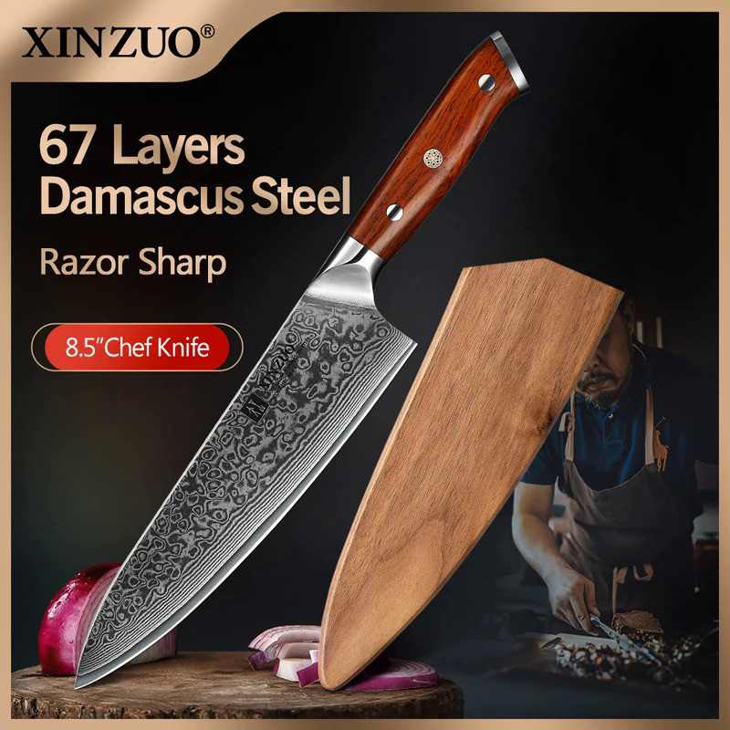 XINZUO 8.5 Inch Chef Knives High Carbon Chinese VG10 67 Layer Damascus Kitchen Knife Stainless Steel