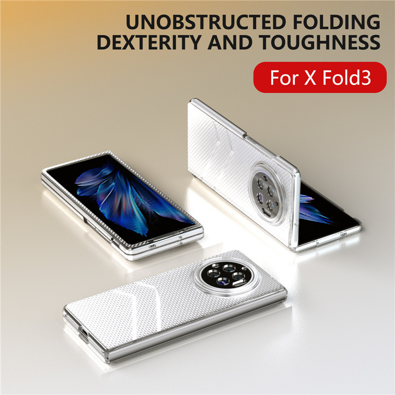 แฟชั่นความโปร่งใสสูง Frosted Wave Texture พับพลิกเคสโทรศัพท์สําหรับ Vivo X พับ 3 Fold3 V2303A