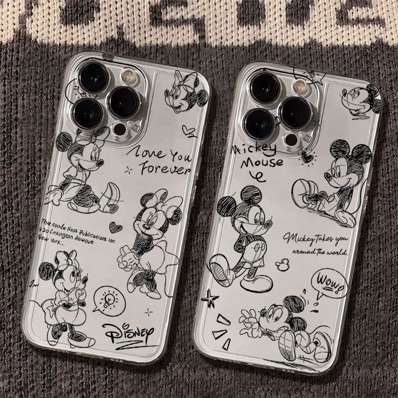 เคสไอโฟน16 15 14 13 12 11 Pro Max Case Couple Graffiti Mickey Minnie กันกระแทก Full Cover Compatible เคส iPhone X/XS, XR,7+,8Plus