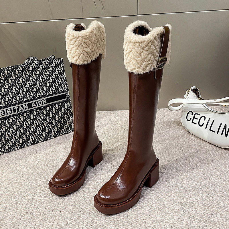 เทรนด์ Mi Mid-Tube Boots Boots Slip-On Casual สไตล์ญี่ปุ่น Anti