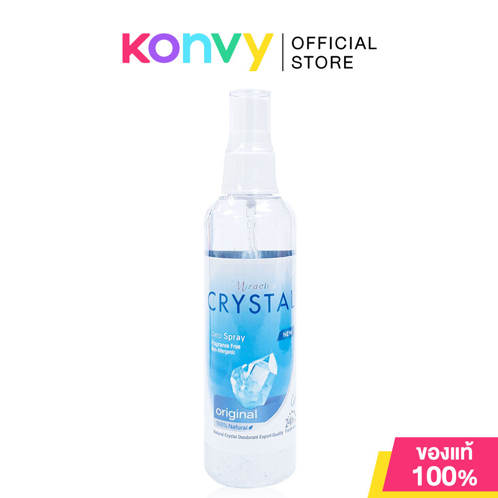 Miracles Crystal Spray 100ml สเปรย์ระงับกลิ่นกาย ผลิตจากสารส้มธรรมชาติ ผสานสารสกัดแตงกวา ขมิ้นชัน และชะเอมเทศ.