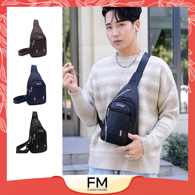 【🔥มาถึงภายใน 3 วัน】 กระเป๋าสะพายข้างผู้ชายขนาดใหญ่กันน้ํามีสไตล์กระเป๋าหน้าอกลําลอง