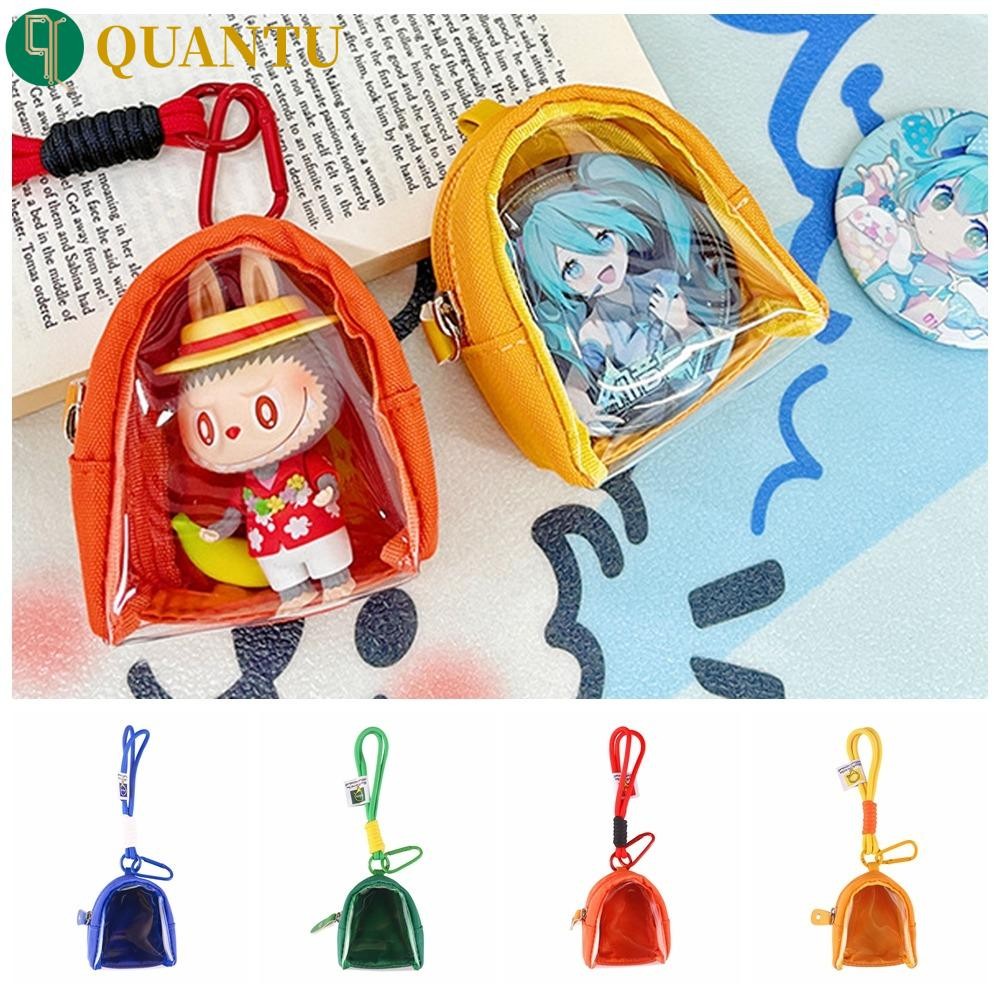 Quantu Labubu กระเป๋าตุ๊กตากลางแจ้ง,พร้อมพวงกุญแจ Hatsune Miku Labubu ตุ๊กตาเก็บกระเป๋า,หูฟังกระเป๋า PVC ขนาดเล็ก Labubu ตุ๊กตากระเป๋าตุ๊กตา PVC