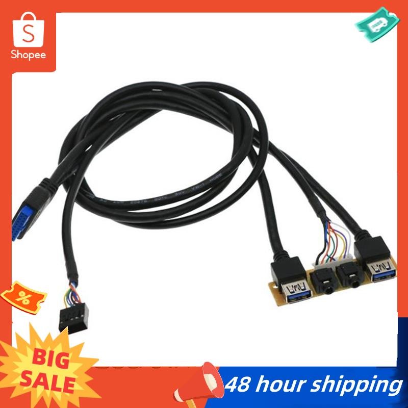 พร้อมสต็อก 60 ซม.แผงเคสด้านหน้า USB3.0 + USB3.0 + HD แจ็คเสียงพอร์ต I/O บอร์ด + สายไฟภายใน USB Bezel Line DIY Case Extension Line