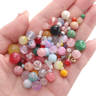 30กรัม ชุดลูกปัดแก้วหลากสีหลายขนาด 3-12 มม. อุปกรณ์ DIY ทำสร้อยข้อมือ สร้อยคอ เครื่องประดับ