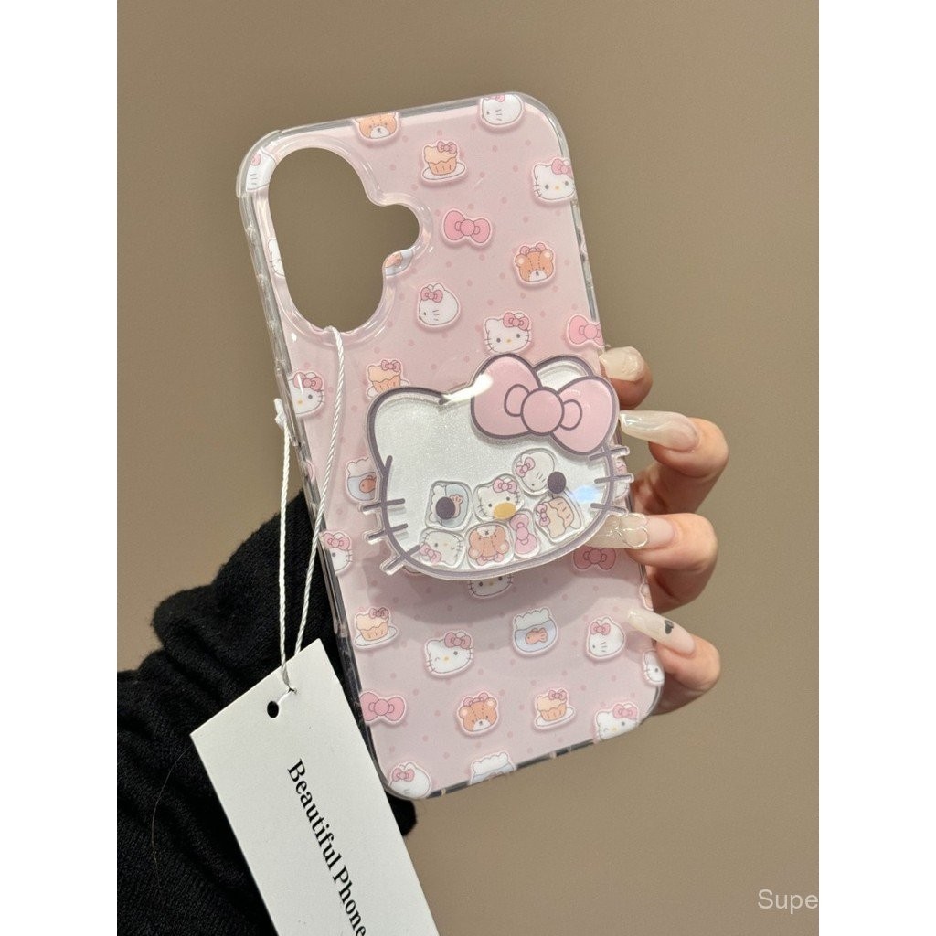 เคสมือถือสำหรับ iPhone 7 8 PLUS x XS XR xsmax 11 12 13 14 15 16 Pro Max PLUS การ์ตูน INS Hello Kitty Shaker วงเล็บหุ้มทั้งเครื่องกันกระแทกขนาดใหญ่เคสมือถือเคส goxw