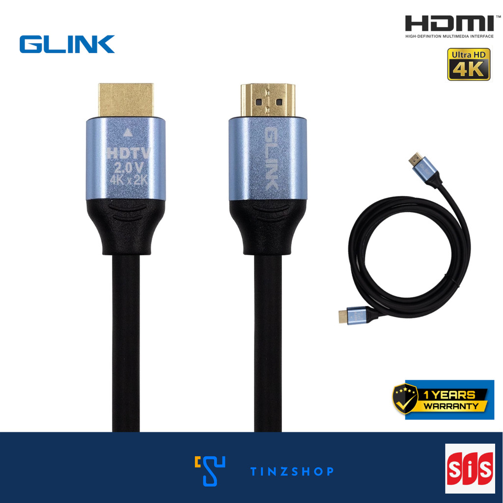 [Tinzshop] GLINK GL200 สายแบบยาง HDMI 2.0 4K x 2K สายหนาอย่างดี ความยาวสาย 1.8m , 3m , 5m , 10m