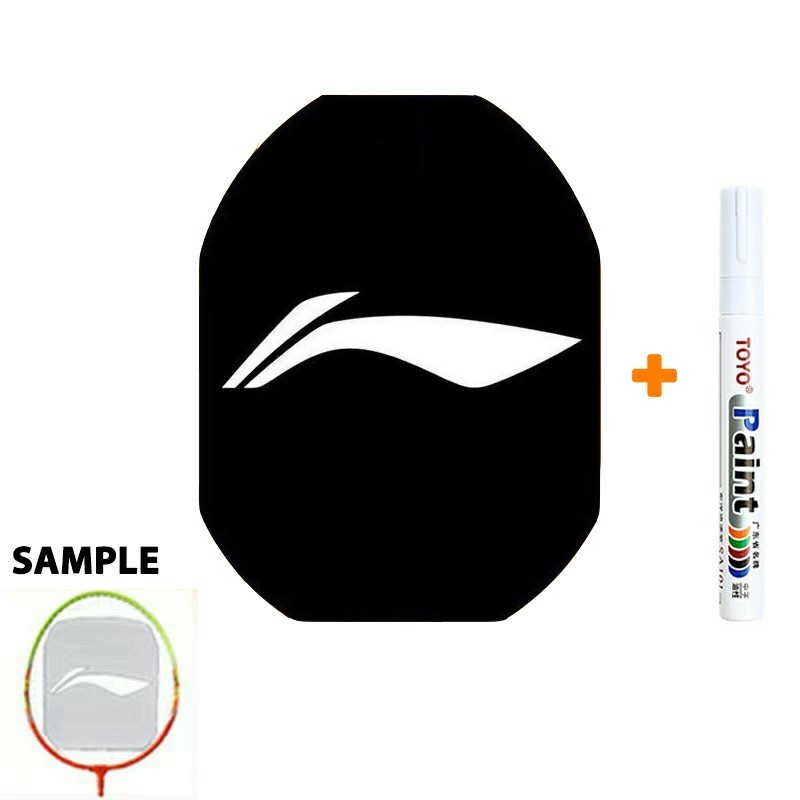 ไม้แบดมินตัน Li-Ning Logo Card Tennis Mark Stencil Board String Logo + 1x WHITE Marker Pen