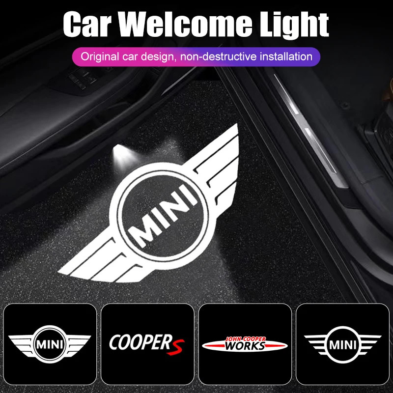 ไฟ LED รถประตูโปรเจคเตอร์รถยินดีต้อนรับสําหรับ BMW Mini Cooper Works R55 R56 R50 R53 R60 R61 F54 F55 F56 F60 รถอุปกรณ์เสริม