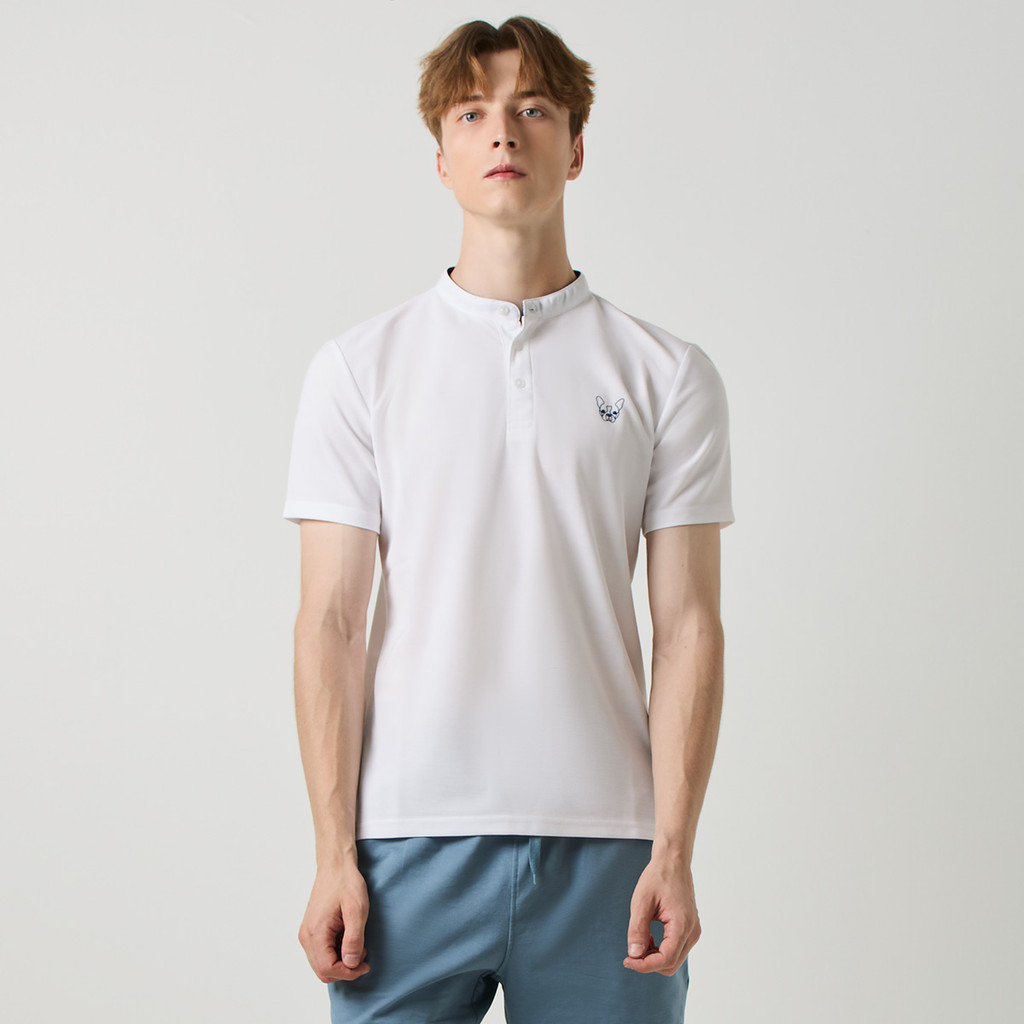 ESP เสื้อโปโลคอจีน เฟรนช์ชี่ ผู้ชาย สีขาว | Frenchie Polo Shirt | 03954