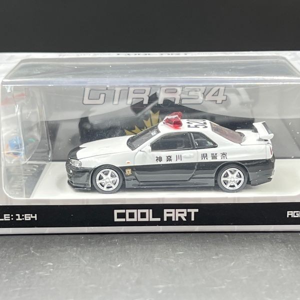 Cool ART 1:64 Nissan GT-R R34 Nissan GT-R R34 Opened Police Car livery.Diecast Police car Figurine V