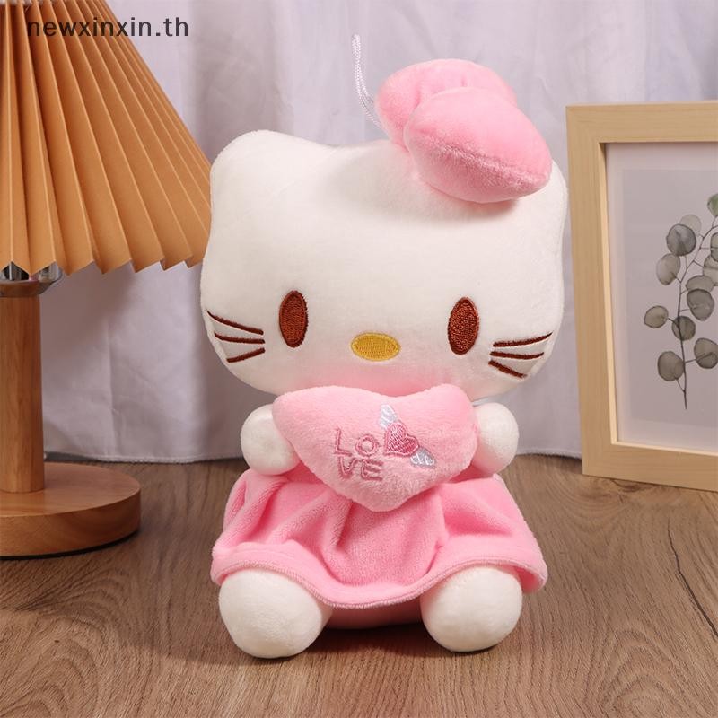 ^N^ Sanrio Hello Kitty Plus ตุ๊กตาของเล่นหัวใจกอดแมวคิตตี้สีชมพูการ์ตูนสัตว์ Plush Pacify ของเล่นเด็กตกแต่งเตียงของขวัญ {T}