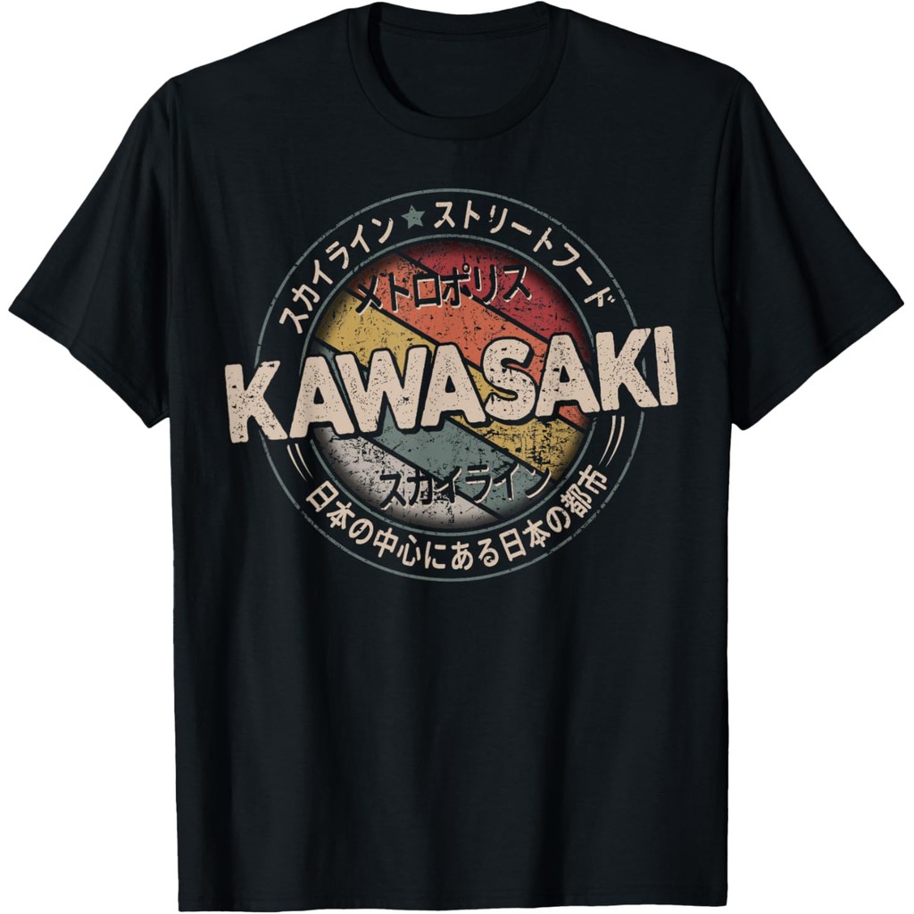 เสื้อยืดผ้าฝ้ายผู้ชาย Kawasaki City 90s Retro Japan Aesthetics 80s เสื้อยืด Kawasaki Fast Shipping 4XL , 5XL , 6XL