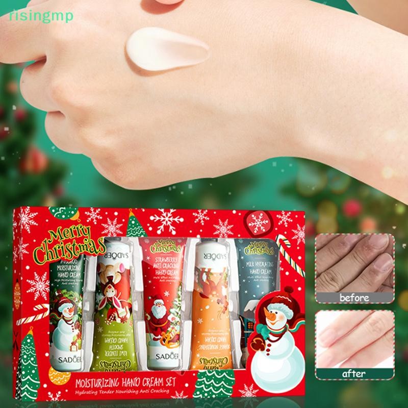 [risingmp] 5 ชิ้น/กล่องชุดครีมทามือคริสต์มาสครีม Texture Travel Pack ของขวัญมอยเจอร์ไรเซอร์ที่ทนทานสําหรับผู้หญิง 30 กรัม/ชิ้น